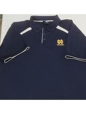 NCAA Notre Dame Fighting Irish Polo Shirt 2XL Blue White Gold. 0139